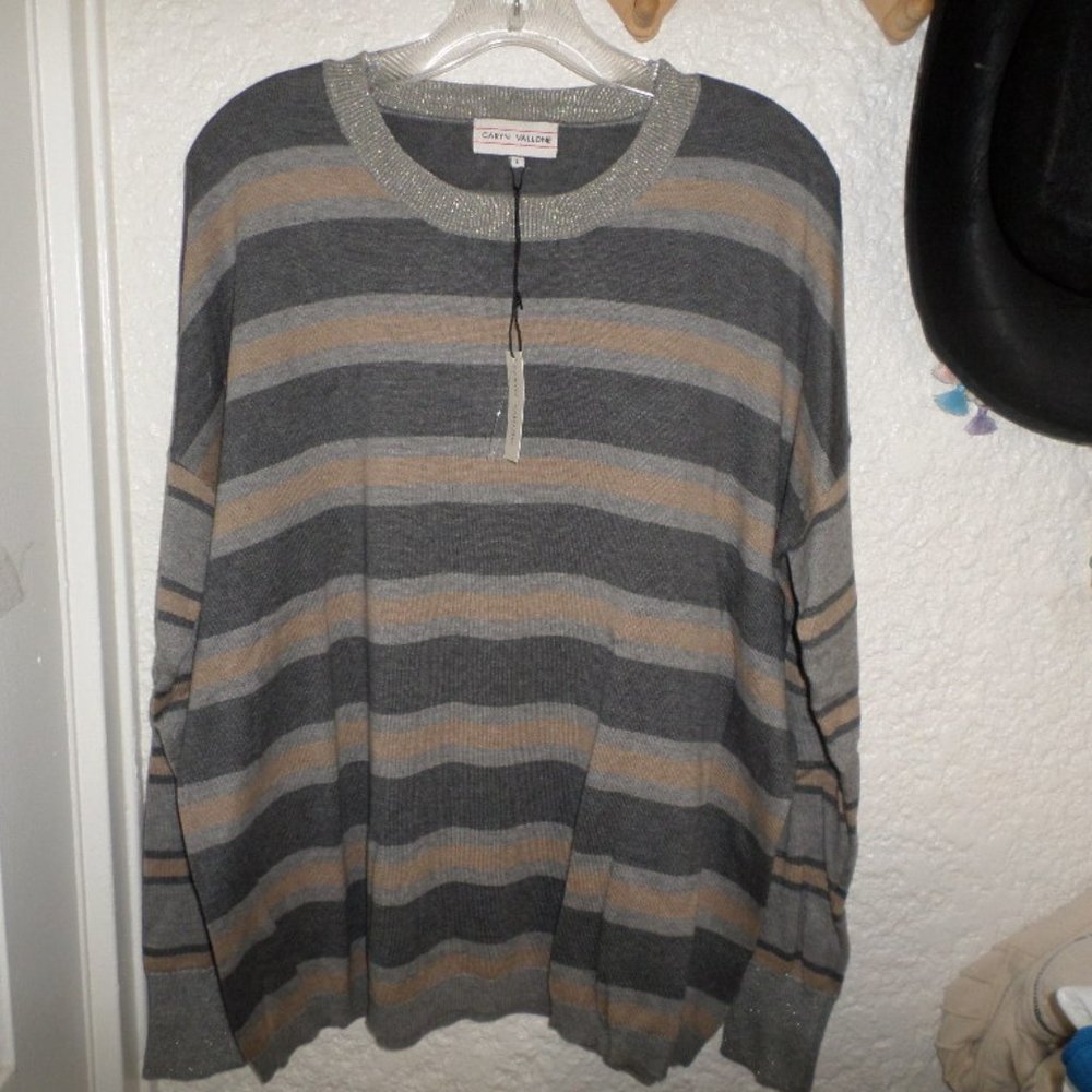 Caryn Vallone Stripe Knit Sweater NWT Size L